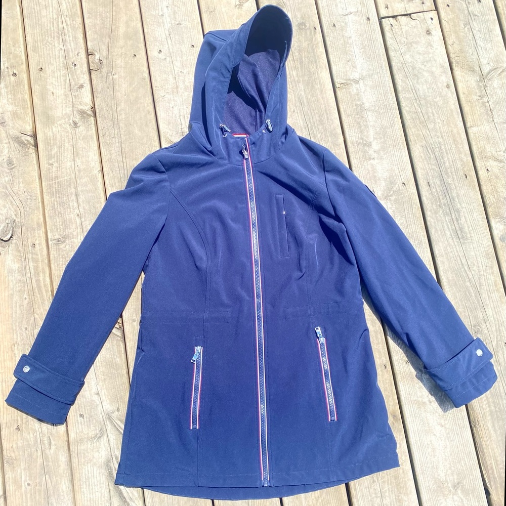 Women’s Tommy Hilfiger Jacket/Coat w Hood Navy Blue Soft Shell Large Navy Blue